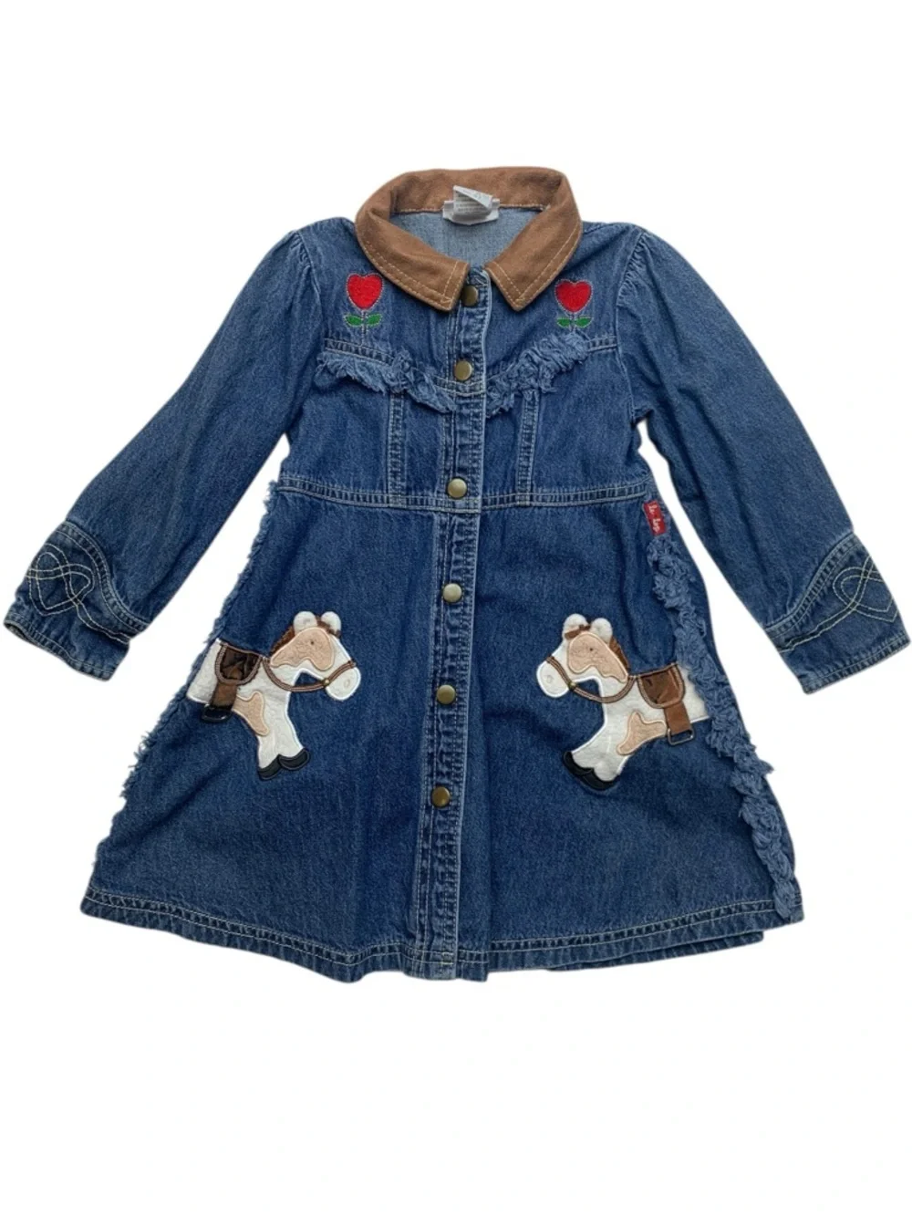 vintage le top 4 t Kids Denim Horse Appliqué Jacket dress Corduroy Collar oshkos
